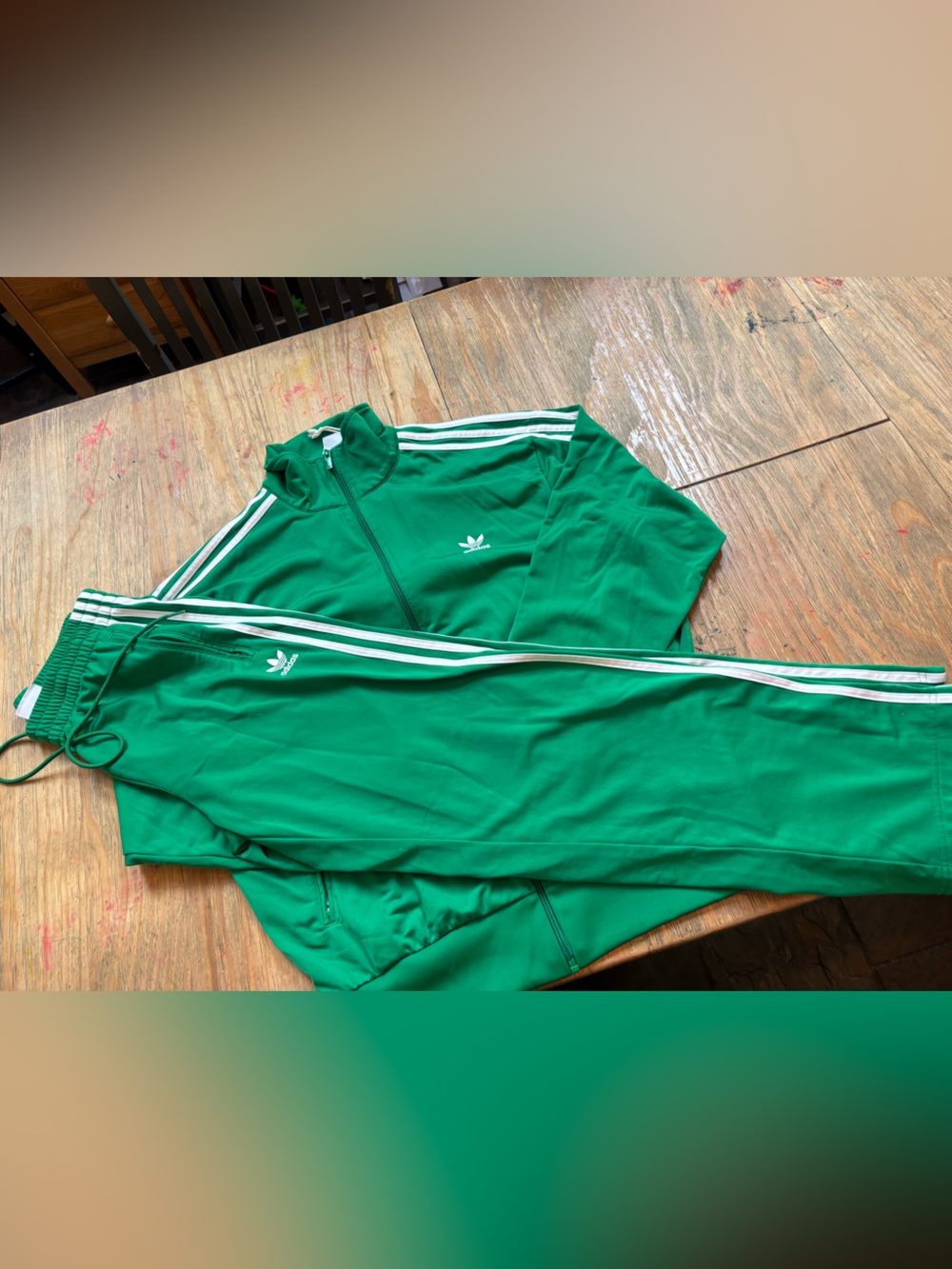 Adidas Women’s Green Three-Stripe Track Jacket & Pants Set - Picture 2 of 10